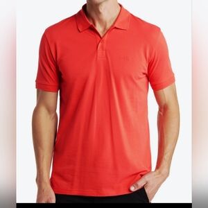 Boss Vibrant Bright Coral Red Polo Shirt for Men Size Small